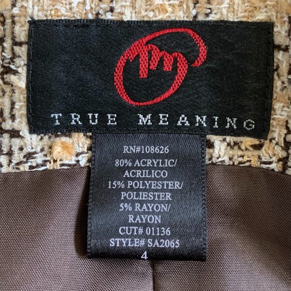 πHPπ Vintage Tweed Fringe Hem Blazer Size 4 Lined, Brown Tan & Cream - Picture 5 of 15